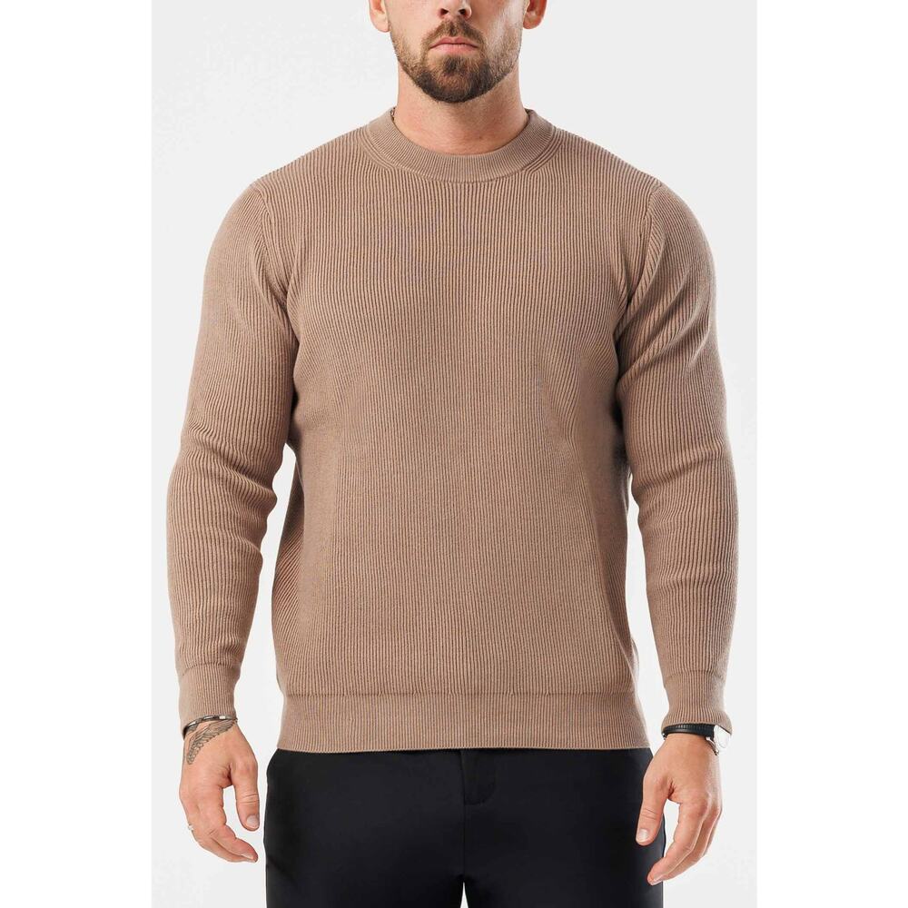 Alo Ridge Knit Sweater Men's Small Light Brown Crew Neck Pullover